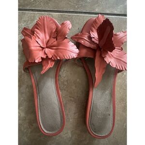 Cecelia New York 7 Lila Leather Flat Sandals Shoes Coral